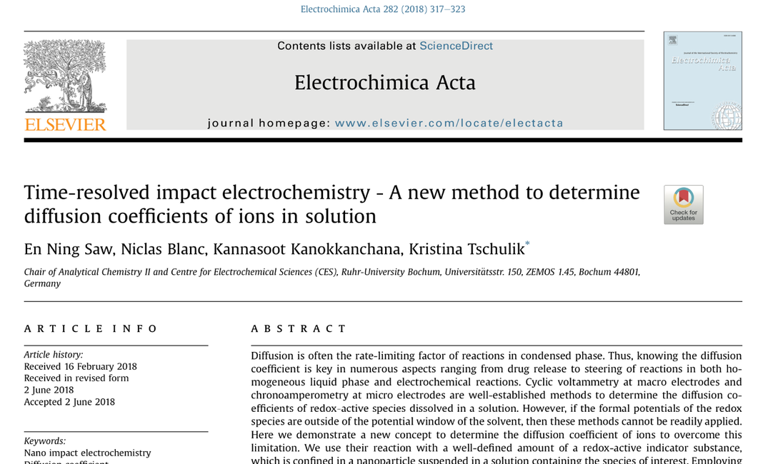 Time-Resolved Impact Electrochemistry - A New Method to Determine Diffusion Coefficients of Ions in Solution