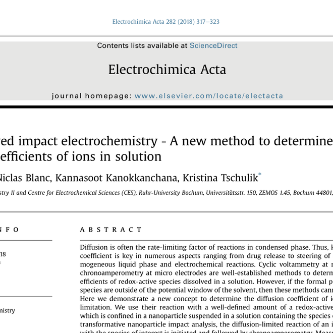 Image of: Time-Resolved Impact Electrochemistry - A New Method to Determine Diffusion Coefficients of Ions in Solution